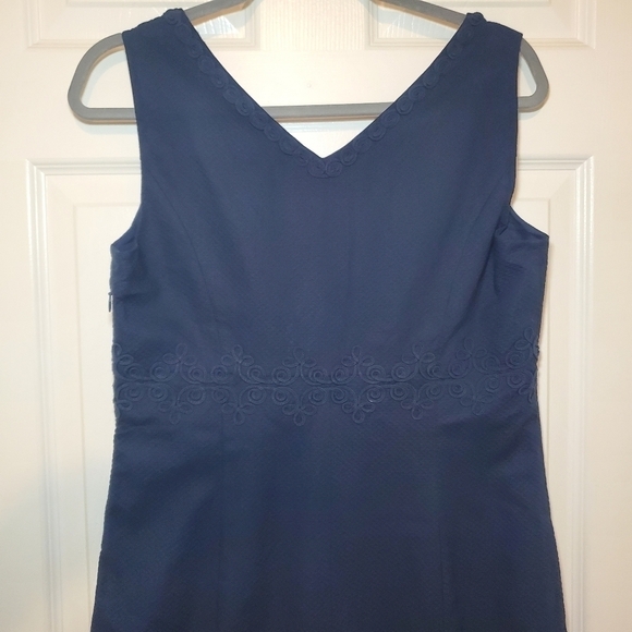 Boden Navy Seville Embroidered Dress 8R Cotton - Picture 8 of 13